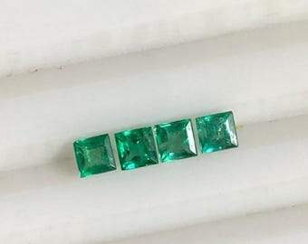 0.90 Carat Zambian Emerald, Vivid Green Square Cut Gemstone 3.50mm