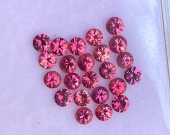 Lot of 23 Padparadscha Sapphires: 2.2-2.4 mm Round Cut, Bi-Color Gemstones VS