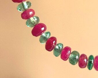 Natural Emerald Ruby Rondelle Beads, 3 MM Zambian Emerald Gemstones, 32 Piece Jewelry Supplies