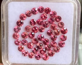 Lot of 46 Padparadscha Sapphires: 2.3-2.6 mm Round Cut, Bi-Color Gemstones VVS