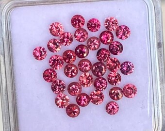 Lot of 34 Padparadscha Sapphires: 2.3-2.7 mm Round Cut, Bi-Color Gemstones VS