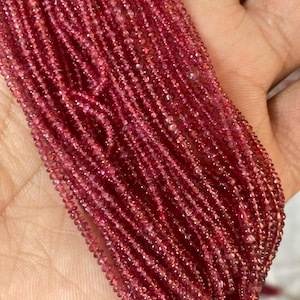 Stunning! Pinkish Red Spinel Plain Rondelle Necklace, Red Spinel Smooth ,2-2.20 mm AAA Quality, Wholesale Beads, Red Spinel Beads/ 5 inches