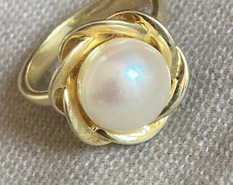 Luxury Silver Pearl Boho Ring for Women, Antique Flower Pearl Jewelry, Handmade Seed Pearl Ring, Unique 925 Sterling Silver Vintage Ring