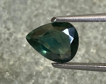 1.30 Carat Natural Bi-Color Sapphire 8×6.20 mm Pear Faceted Loose Gemstone, Blue and Green Parti Sapphire / Custom Ring