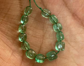 Rare Natural Columbian Emerald Smooth Tube Beads Nuggets , 13 pieces ,8.50 carats Earth Mined Fine Emerald Beads 5-5.60mm