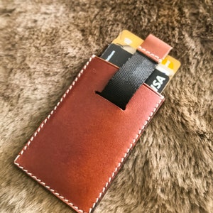 Porta-cartões mínimo de couro com padrão de alça pull up PDF