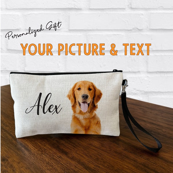 Personalized Makeup Bag, Your photo and your text, Best Friend Custom Gift, Personalized Gift, Your Dog Makeup Bag, Cosmetic Bag, Pet Loss