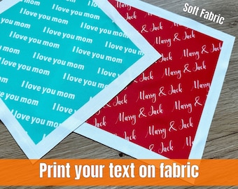 Your text on Fabric, Memory QuiltBlocks, Picture quilts, Print your words on fabric for memories and crafts, Custom Fabric Quilt Squares