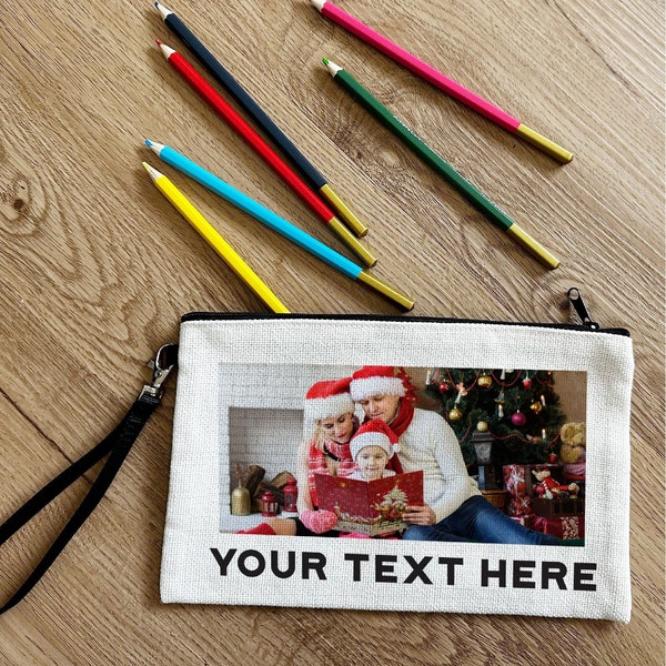 Personalized photo and Name Pencil Case, Your photo and your text, Best Friend Custom Gift, your photo print on the Bag, Christmas Gift