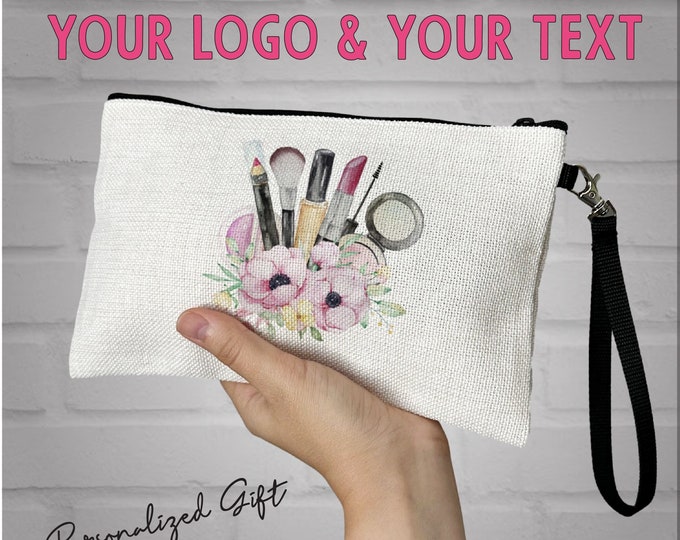Personalized Makeup Bag, Your Logo and your text, Best Friend Gift, Makeup Case, Personalized Gift, Makeup Bag, Cosmetic Bag, Canvas Bag