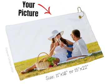 Toalha personalizada com foto, toalha personalizada, toalha para bolsa de golfe, toalha de tênis, toalha de golfe personalizada, presente para golfista, toalha com foto do rosto do seu animal de estimação, toalha com foto