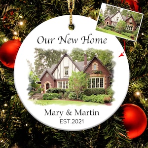 Our first home Ornament, Personalized Christmas Ornament, Watercolor house ornament, your first home&#39;s picture Ornament, Christmas Gift