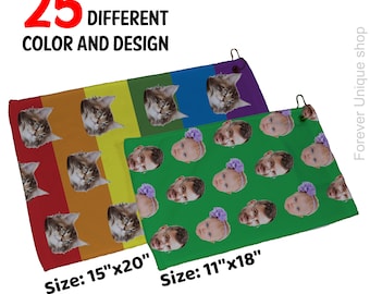 Toalha personalizada com foto, bolsa personalizada, toalha de tênis ou golfe, presente para golfista, toalha de rosto com foto do seu animal de estimação