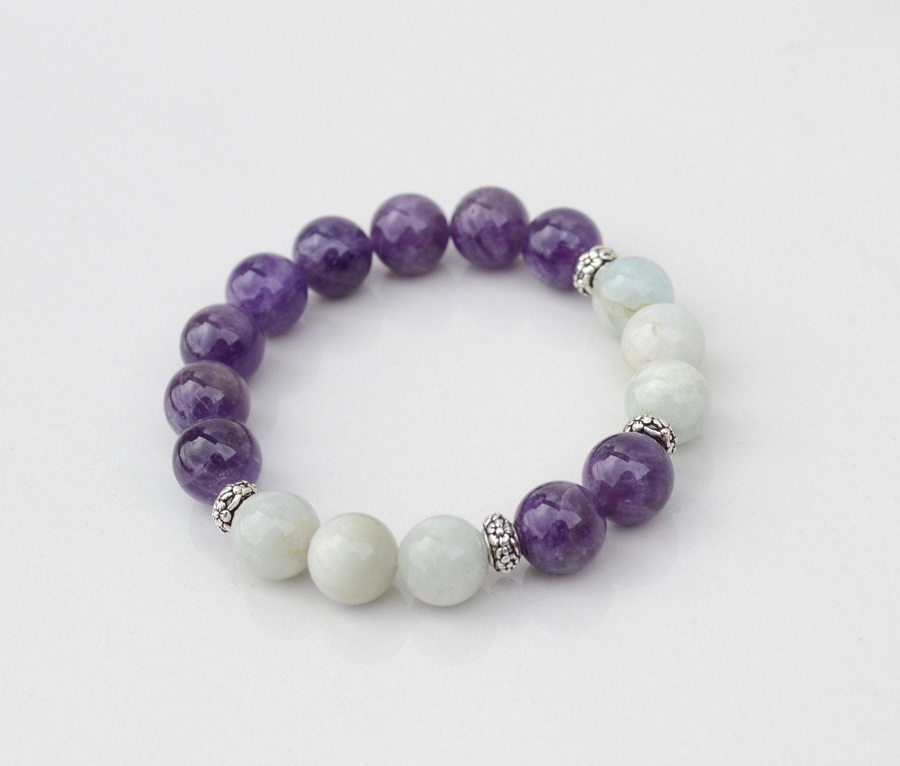 Amethyst and Aquamarine Bracelet - Etsy Singapore