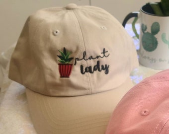 Plant Lady Embroidered Hat, Plant Hat, Gift for Plant Lovers, Gardening Hat, Gift for Her, Plant Mom, Plant Lady, Baseball Cap, Flower Lover