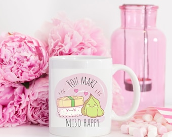 Wasaaa bae Sushi Mug, Sushi Mug, Funny Mug, Girlfriend Gift, Cute Valentine Mug, I Love You Coffee Cup, Anniversary Gift, Sushi Lover, mug