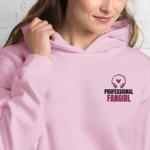 Professional Fangirl Embroidered Hoodie, Concert Lover Gift, Music Lover, Fan sweatshirt, Music Sweatshirt, Headphones Sweatshirt, Pink
