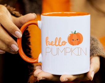 Hello Pumpkin Coffee Mug, Hello Fall Coffee Mug, Autumn Coffee Mug, Halloween Coffee Mug, Thanksgiving Coffee Mug, Pumpkin Mug, PSL lover