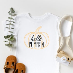 Hello Pumpkin Toddler Short Sleeve Tee, Pumpkin Toddler Tshirt, Cute Fall Toddler Shirt, Halloween Toddler Shirt