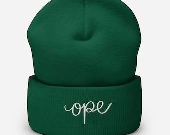Ope Beanie, Midwest Winter Hat, Embroidered Cuffed Beanie, Cozy Cold Weather Hat, Funny Midwestern Gift