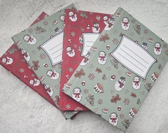 Christmas Hardcover Journal, Snowman Gingerbread Notebook, Winter Inspirational Journal, Tear Out Pages Journal