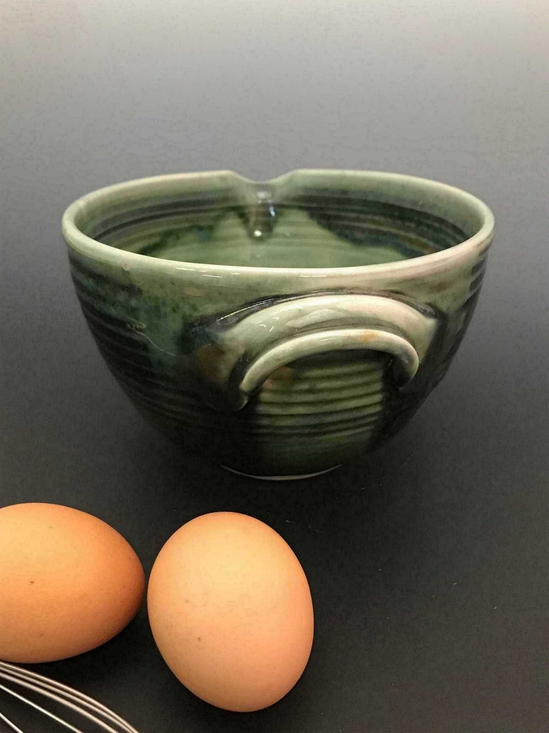 Retro Green Ceramic Mixing Bowl Etsy