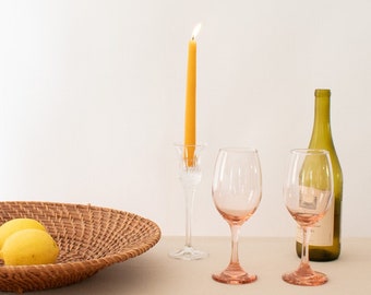 Vintage Deadstock Cristar Wine Glasses, Set of 2, Pink Wine Glasses