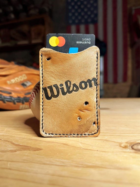 Handcrafted Wilson Baseball Glove Leather Card Holder Wallet