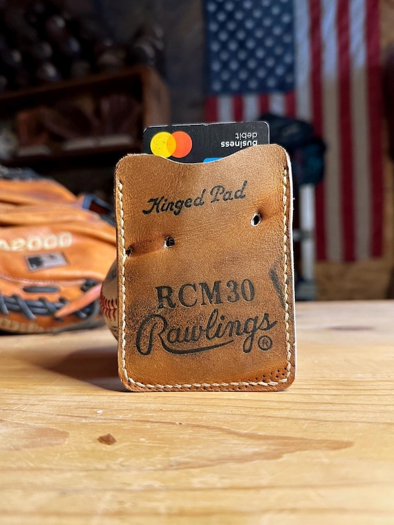 Handcrafted Baseball Glove Leather Wallet with Money Clip - Rawlings Glove