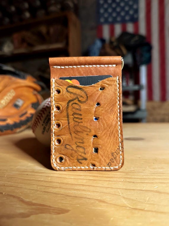 Handcrafted Baseball Glove Wallet with Money Clip - Rawlings Glove