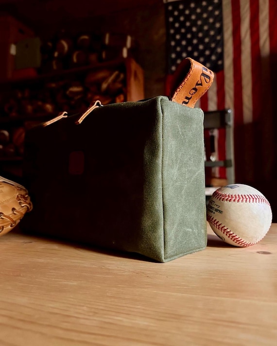 Baseball Glove Leather Travel Dopp Kit – Waxed Canvas Toiletry Bag