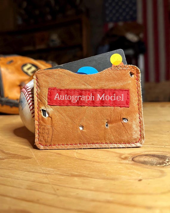 Baseball Glove Leather Card Holder Wallet with Cash Strap