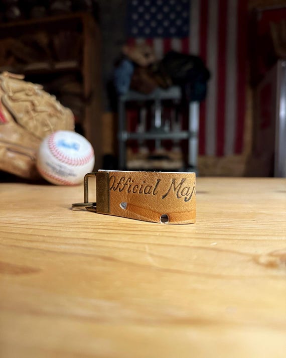 Baseball Glove Leather Keychain Key Fob