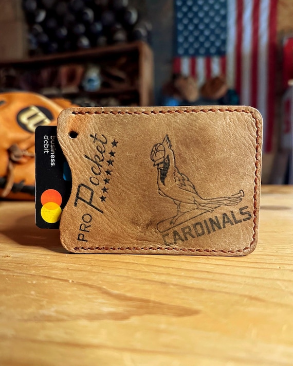 Baseball Glove Leather Wallet with Money Clip Card Case - St. Louis Cardinals