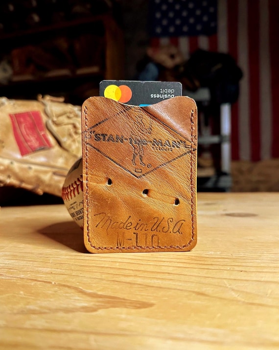Stan Musial Baseball Glove Leather Wallet with Money Clip Card Case