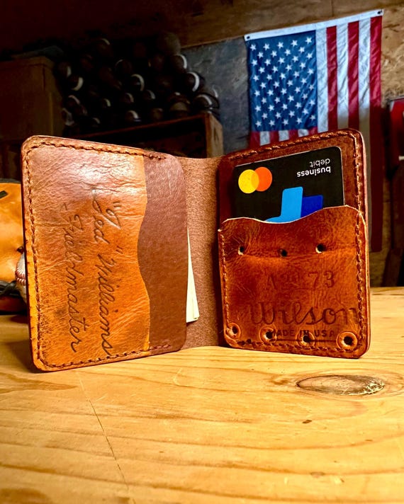 Handcrafted Baseball Glove Bifold Wallet - Ted Williams Wilson Vintage Glove