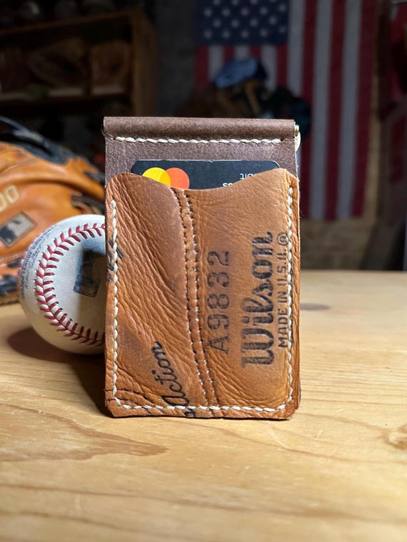 Handcrafted Baseball Glove Wallet with Money Clip