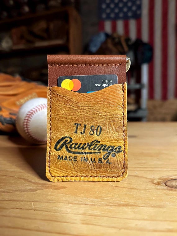 Handcrafted Baseball Glove Wallet with Money Clip - Rawlings Glove