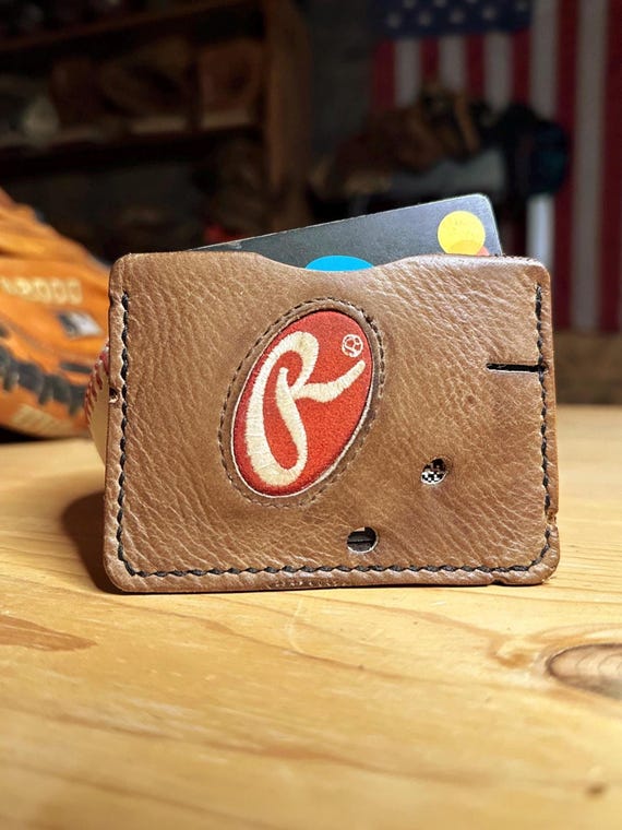 Handcrafted Rawlings Baseball Glove Leather Card Holder Wallet