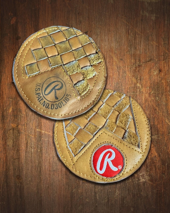 Vintage Baseball Glove Leather Coasters (Set of 2)
