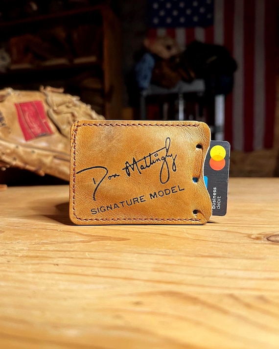 Don Mattingly Baseball Glove Leather Wallet with Money Clip Card Case