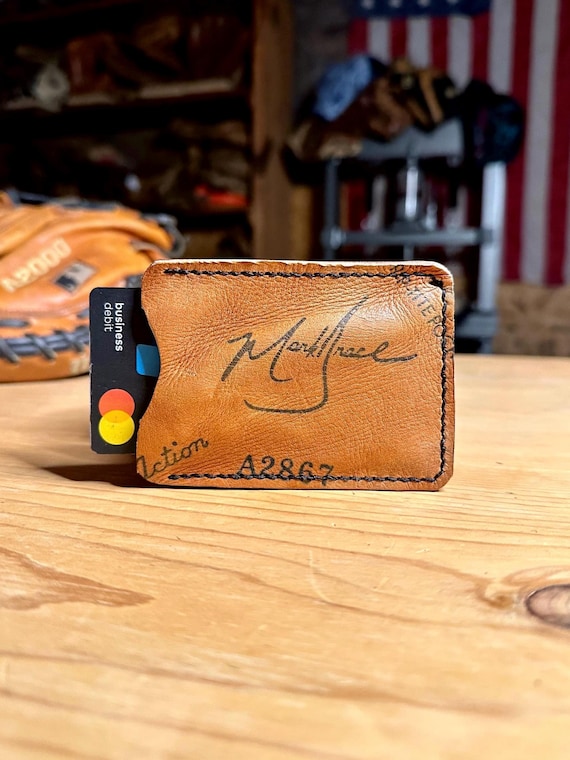 Mark Grace Baseball Glove Leather Wallet with Money Clip Card Case