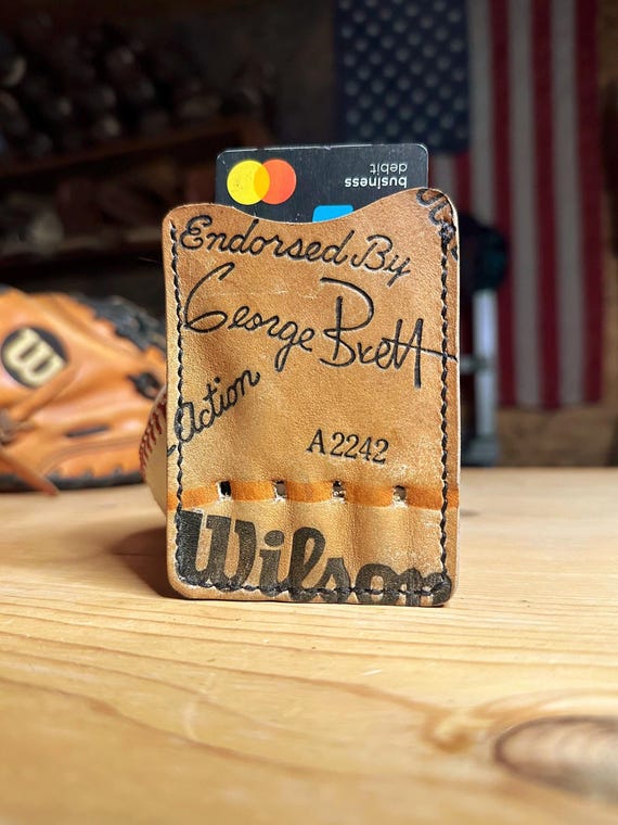 Handcrafted Baseball Glove Leather Wallet with Money Clip - George Brett Glove