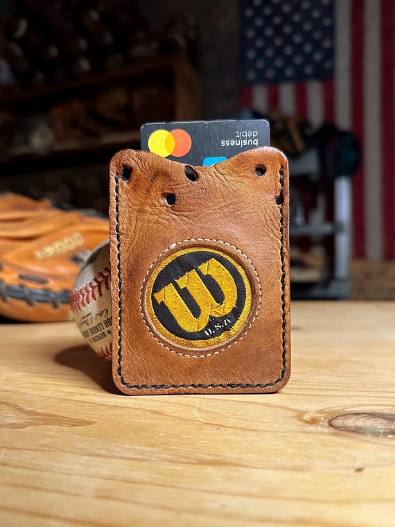 Handcrafted Baseball Glove Leather Wallet with Money Clip - Wilson Glove
