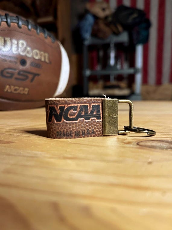 Football Leather Keychain Key Fob - Wilson NCAA Football
