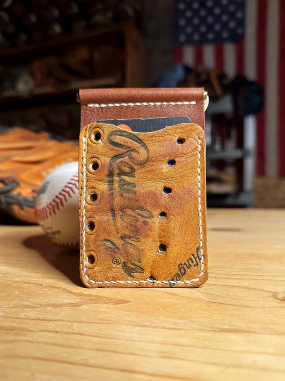 Handcrafted Baseball Glove Wallet with Money Clip - Rawlings Glove