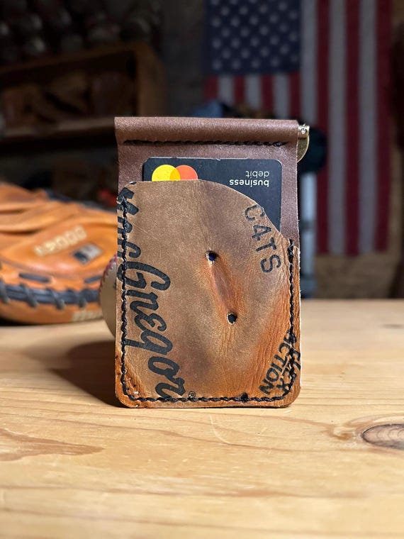 Handcrafted Baseball Glove Wallet with Money Clip