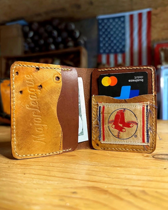 Handcrafted Baseball Glove Bifold Wallet - Boston Red Sox Vintage Glove
