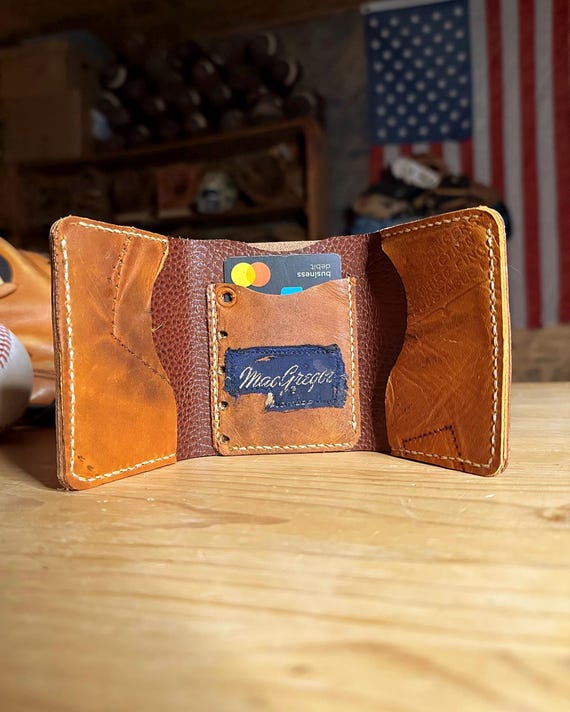 Handcrafted Baseball Glove Trifold Wallet - MacGregor Glove