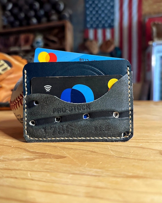 Baseball Glove Leather Card Holder Wallet with 3 pockets